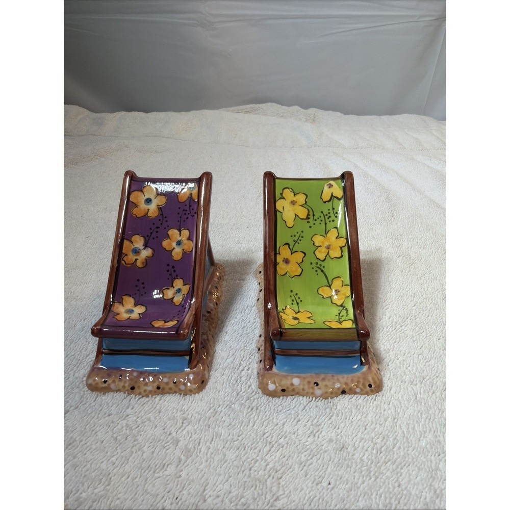 Clay Art C.A. Adirondack Beach Chairs Ceramic Salt and Pepper Shakers Cottage
